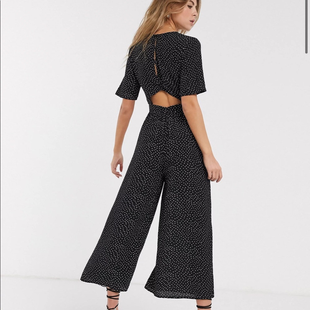 ASOS tea jumpsuit with button back  in mono spot